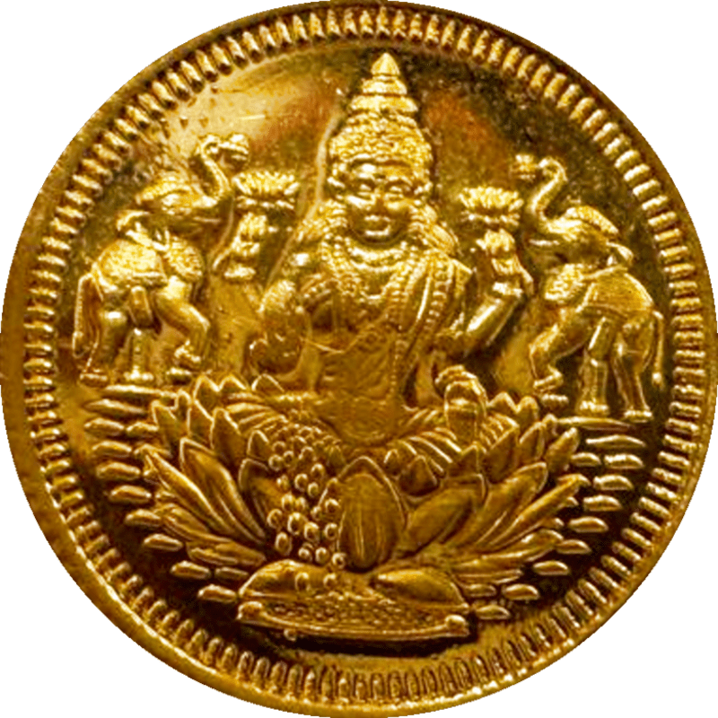 916 hallmarked Lakshmi gold coin from V Chetty Jewellery, Vellore