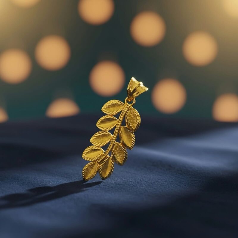 Gold fern-leaf pendant