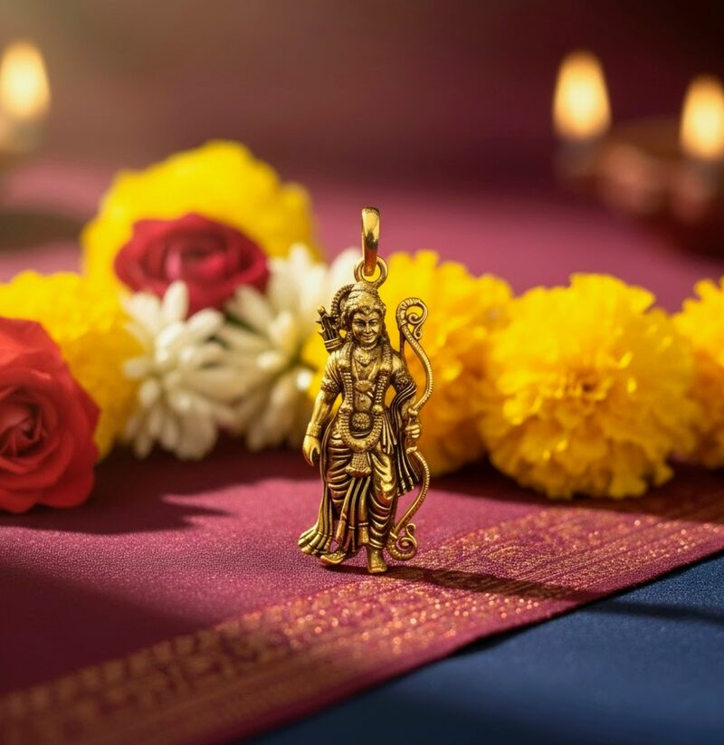 Gold standing deity idol pendant